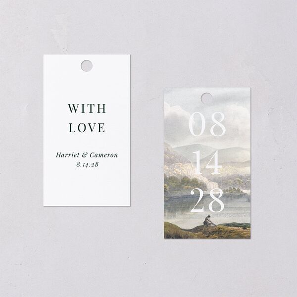 Vintage Landscape Favor Gift Tags Dark Green Signature