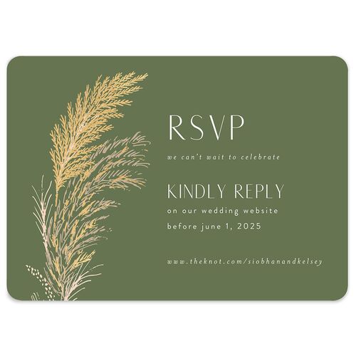 Regal Pampas Wedding Response Cards Gold Deep Olive Signature Rounded
