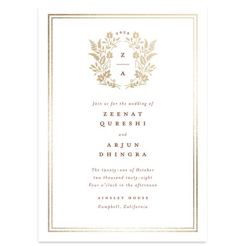 Rustic Kingdom Wedding Invitations Gold Copper Signature Blank No Standard