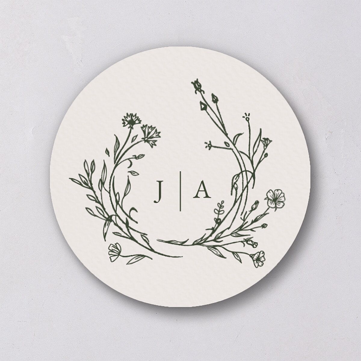Gilded Monogram Wedding Stickers Dark Camo Circle