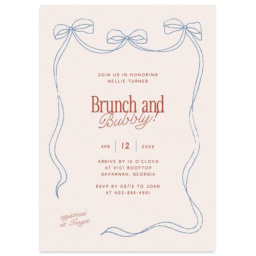 Modern Delicate Bows Bridal Shower Invitations Jewel Red Signature Blank Standard