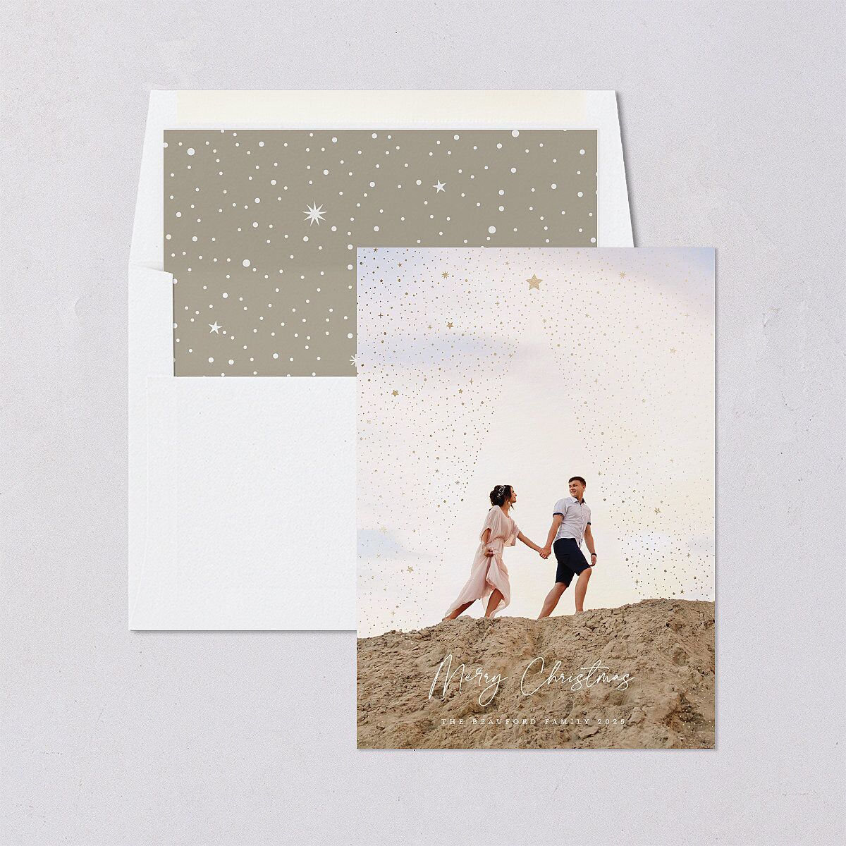 Sparkle Tree Holiday Cards Gold Pure White Signature Blank