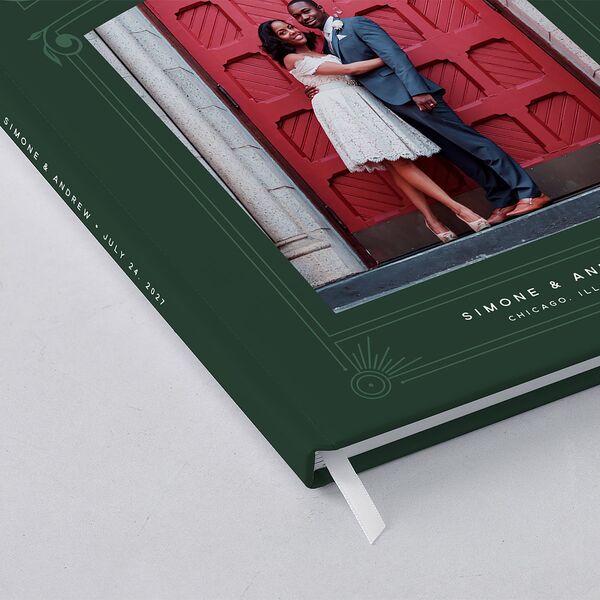 Ornate Elegance Wedding Guest Book Dark Emerald