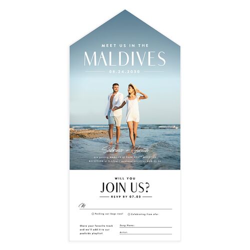 Destination Photo Poster All-in-One Wedding Invitations Licorice Signature Light Both Recipient and Return Addresses No