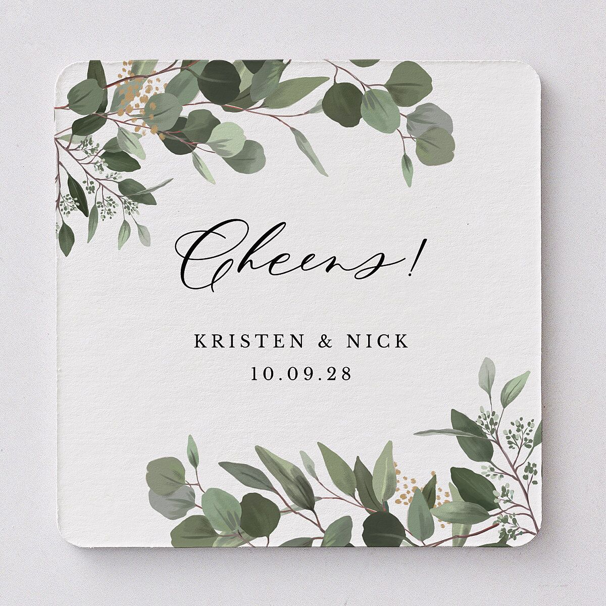 Eucalyptus Frame Wedding Day Coaster — view 6