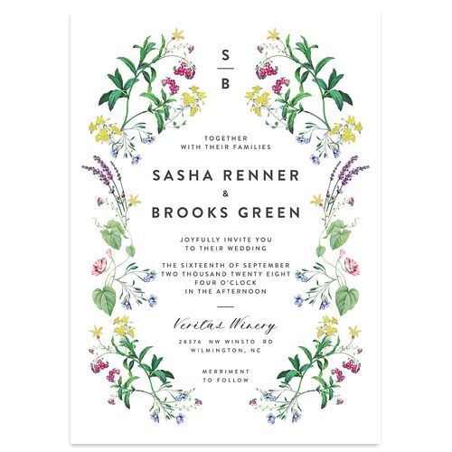 Enchanted Wildflower Wedding Invitations Sheer Lilac Signature Blank No Standard