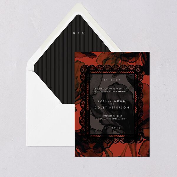 Moody Romantic Lace Floral Euro Envelope Liners Red Clay Luxe