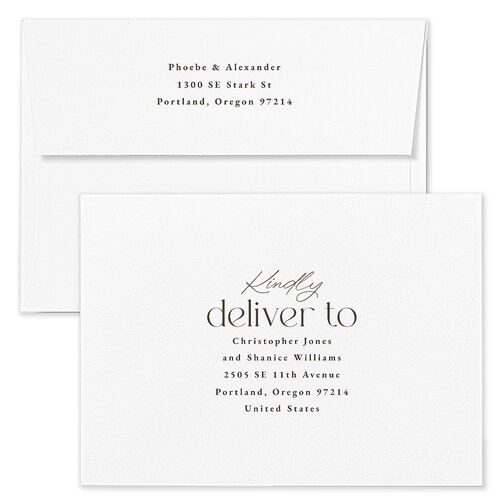 Striking Portrait Wedding Invitation Envelopes Blue Bisque Return Address Standard Signature