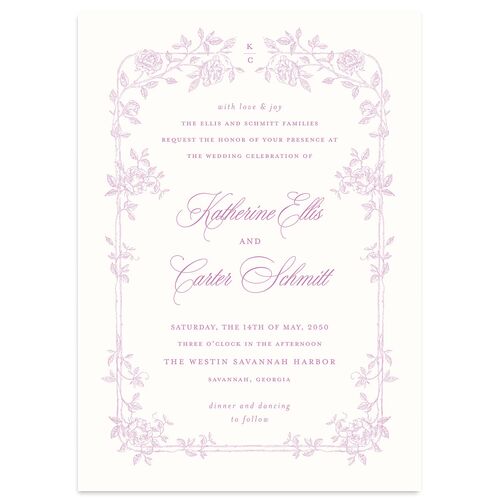 Eclectic Garden Reverie Wedding Invitations Lavender Signature Blank No Standard
