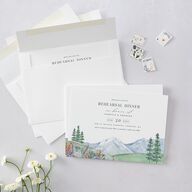 Mountain Wildflowers Rehearsal Dinner Invitations Dusty Blue Signature Blank Standard