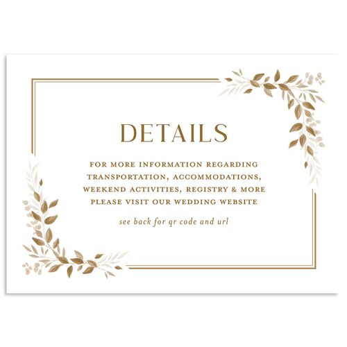 Greenery Frame Wedding Event Detail Cards Tan Signature Standard
