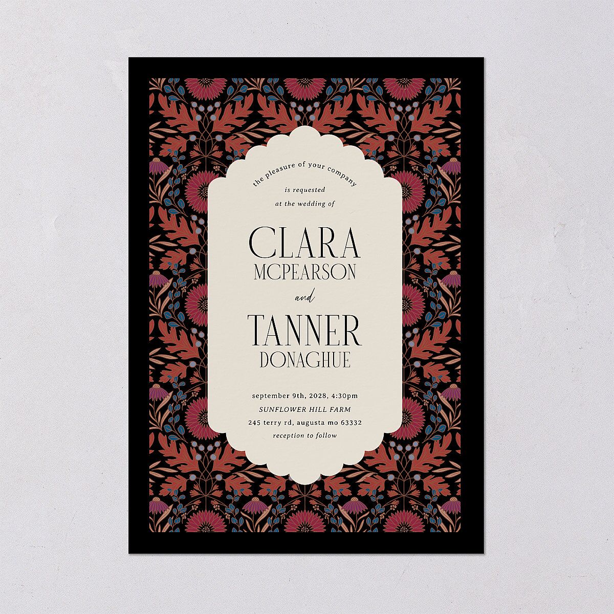 Ornate Garden Wedding Invitations Garnet Signature Blank No