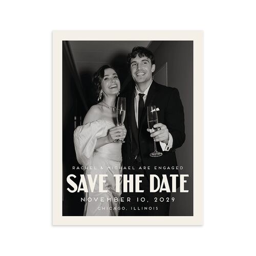 Vintage Art Deco Photo Save the Date Petite Cards Off-White Signature smooth Blank No Standard