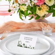 Eucalyptus Frame Place Cards No Foil Pure White Signature