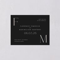 Modern Initials Save the Date Petite Cards Midnight Signature smooth Blank No Standard