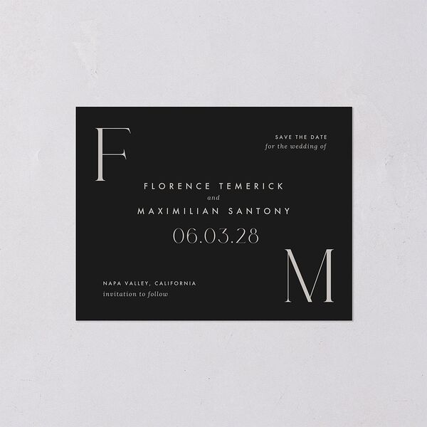 Modern Initials Save the Date Petite Cards Midnight Signature smooth Blank No Standard