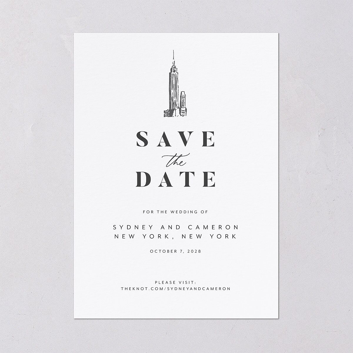 Love in NYC Save The Date Cards Medieval Grey Signature smooth Blank No Standard
