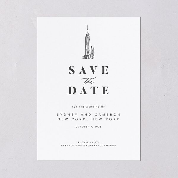 Love in NYC Save The Date Cards Medieval Grey Signature smooth Blank No Standard