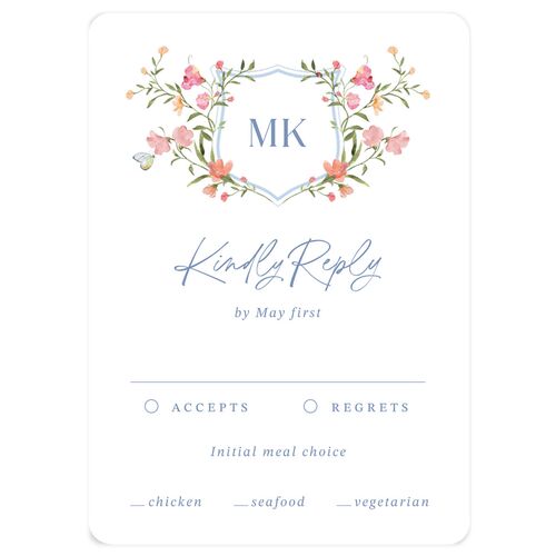 Fairytale Wildflower Crest Wedding Response Cards Pure White Signature Rounded
