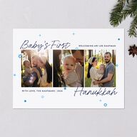 Baby's First Hanukkah Confetti Holiday Cards Pure White Signature Blank Standard Portrait