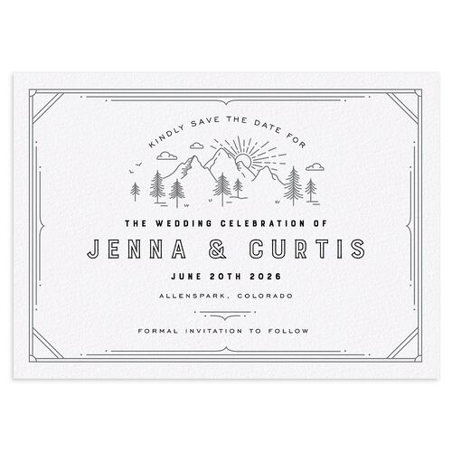 Iconic Mountain Save the Date Cards Licorice Signature smooth Blank No Standard