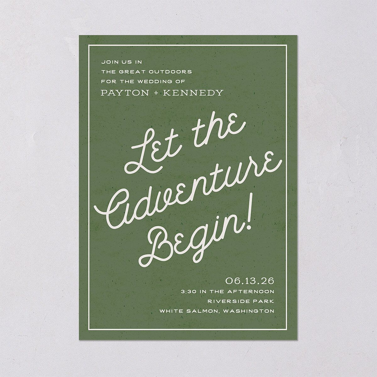 Happy Campers Wedding Invitations Deep Olive Signature Blank No Standard