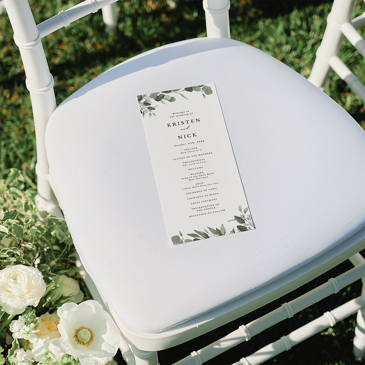 Eucalyptus Frame Wedding Programs — view 4