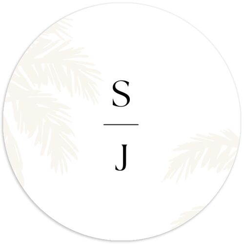 Classic Palm Trees Wedding Stickers Pure White Circle