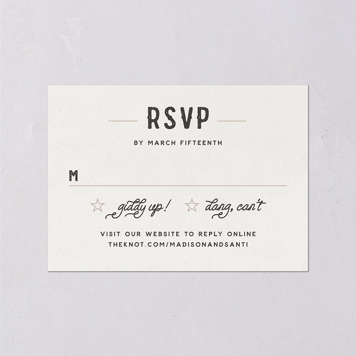 Hitched in Texas Wedding Response Cards Charcoal Signature Standard
