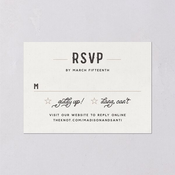 Hitched in Texas Wedding Response Cards Charcoal Signature Standard