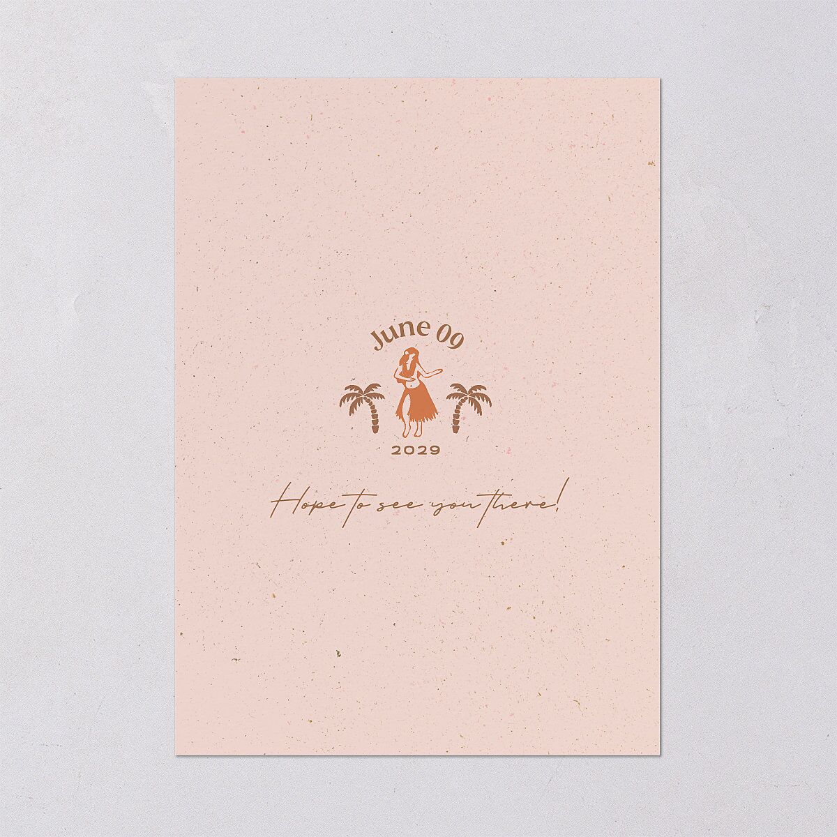 Beach Party Save The Date Cards Pink Cotton Signature smooth Blank No Standard