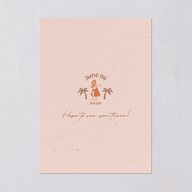 Beach Party Save The Date Cards Pink Cotton Signature smooth Blank No Standard