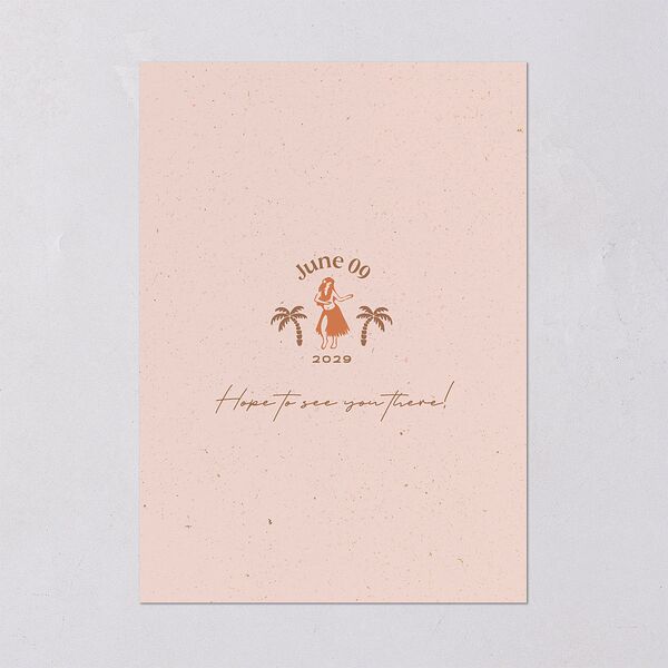 Beach Party Save The Date Cards Pink Cotton Signature smooth Blank No Standard