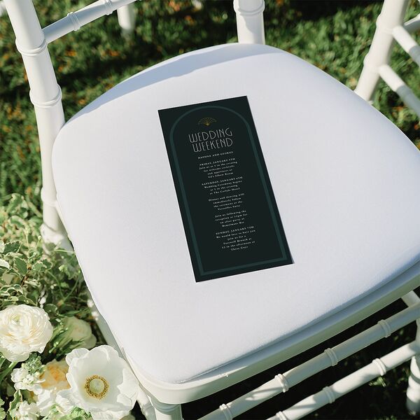 Gatsby Deco Arch Wedding Programs Dark Emerald Signature