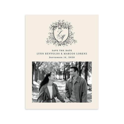 Rose Crest Photo Save the Date Petite Cards Linen Signature smooth Blank No