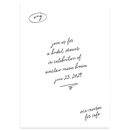 Sunny Day Modern Script Bridal Shower Invitations Pure White Signature Blank Standard