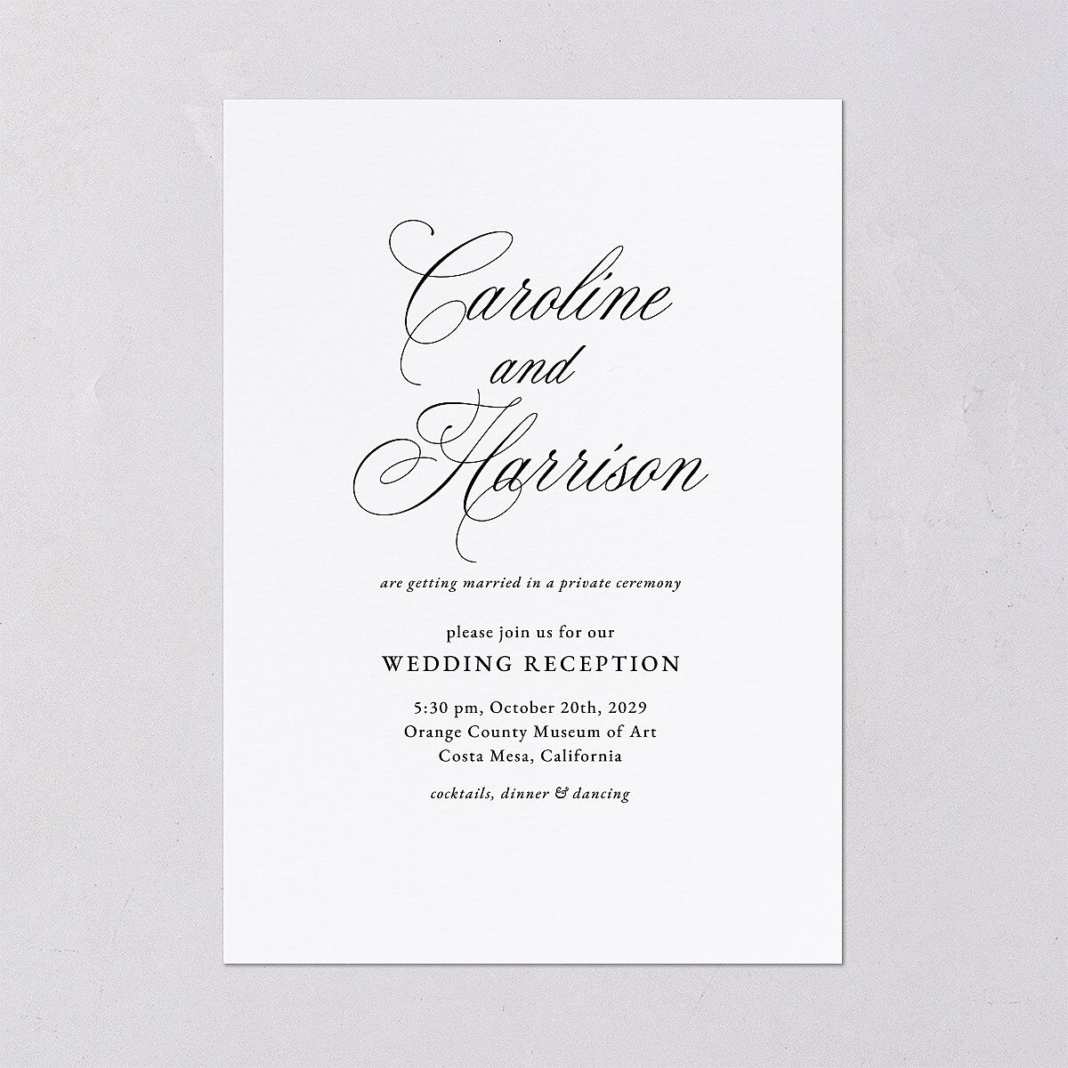 Elegant Reception Only Wedding Invitations Pure White Signature Blank No Standard