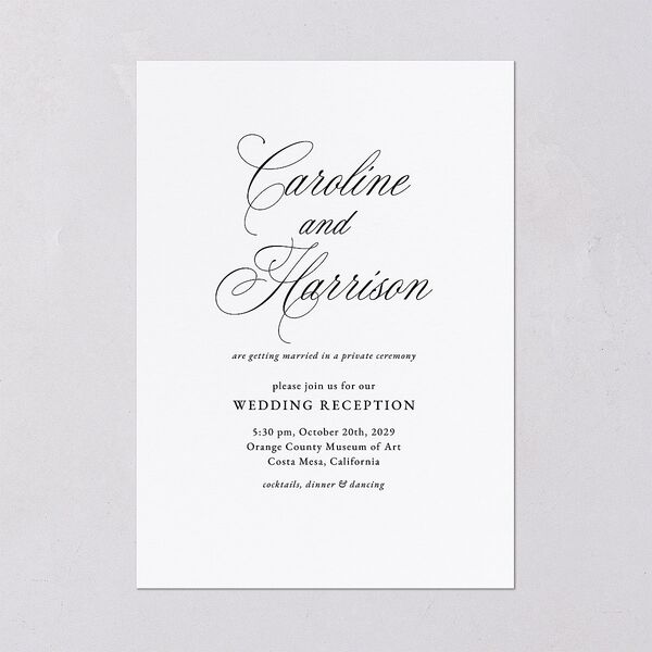 Elegant Reception Only Wedding Invitations Pure White Signature Blank No Standard
