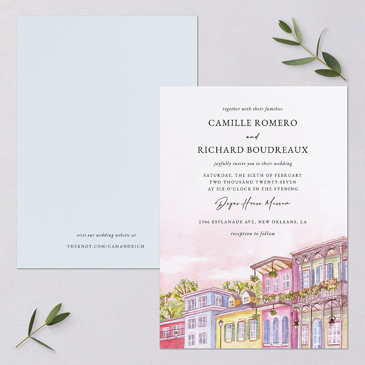 New Orleans Wedding Invitations Ice Blue Signature Blank No