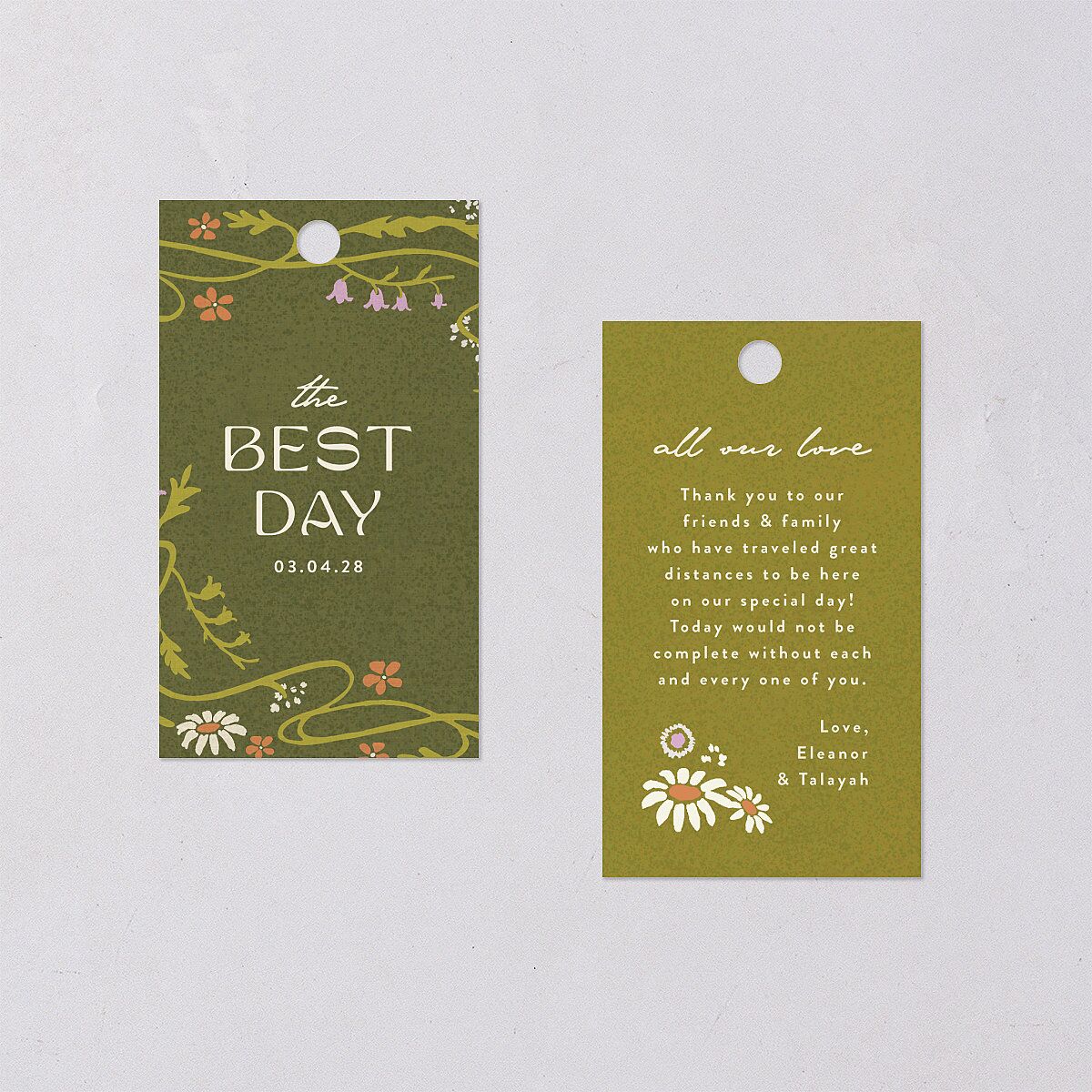 Wildflower Nouveau Favor Gift Tags Dark Camo Signature