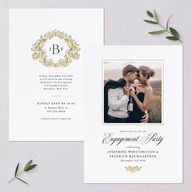 Black Tie Crest Engagement Party Wedding Invitations Pure White Signature Blank No Standard