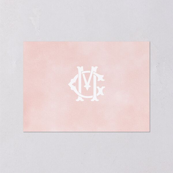 Maximalist Floral Crest Wedding Response Cards Pink Cotton Signature Standard