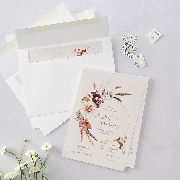 Eclectic Adornment Wedding Invitations Peony Signature Blank No Standard