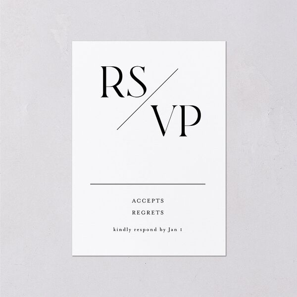 Monogram Slant Wedding Response Cards Licorice Signature Standard