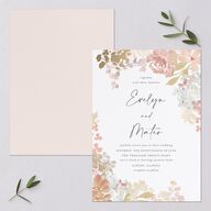 Hydrangea Garden Wedding Invitations Gold Pink Cotton Signature Blank No