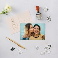 Modern Romantic Save The Date Postcards Chestnut