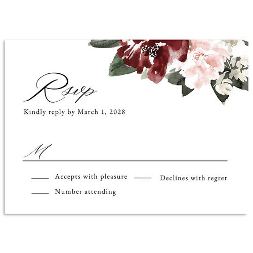 Floral Accent Wedding Response Cards Merlot Signature Standard
