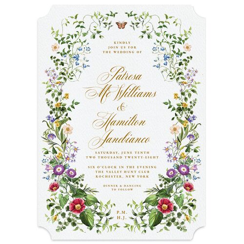 Opulent Garden Wedding Invitations Scottish Green Signature Blank No Ticket
