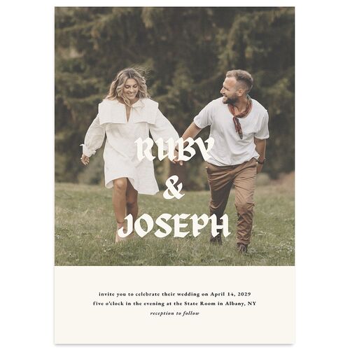 Gothic Fantasy Photo Wedding Invitations Linen Signature Blank No Standard