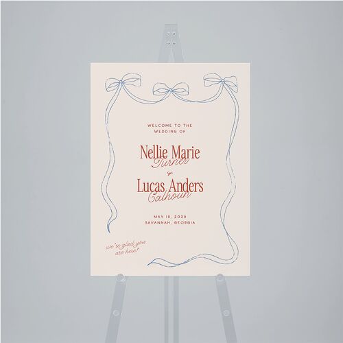 Modern Delicate Bows Standard Welcome Sign Medium Jewel Red Standard Indoor Foam Core M Welcome